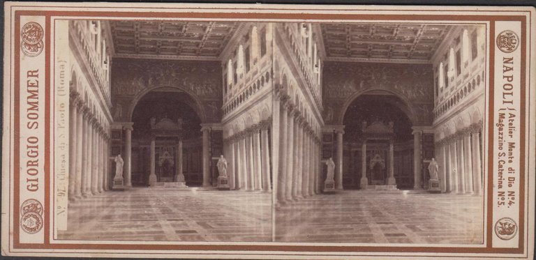 Foto stereoscopica Braccio Nuovo Vaticano Roma by Sommer 1890 c.a.