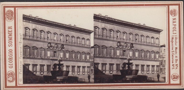 Foto stereoscopica Palazzo Farnese Roma by Sommer 1890 c.a.