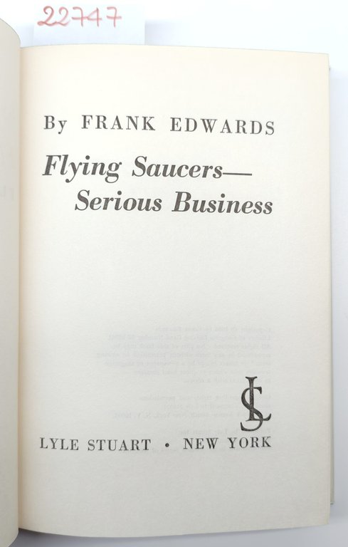 Franck Edwards Flying saucers serious business Lyle Stuart 1966