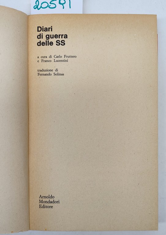 Fruttero Lucentini Diari di guerra delle SS Mondadori editore 1° …