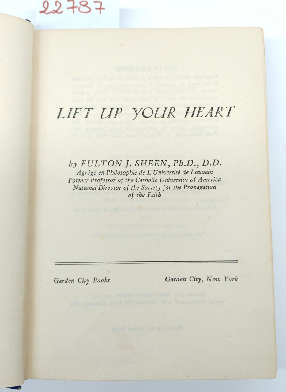 Fulton J. Sheen List up your heart Garden City Books …