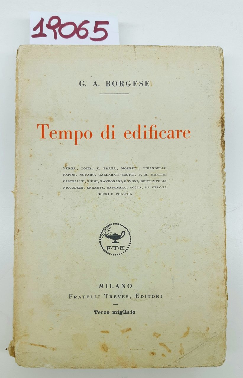 G. A. Borgese Tempo di edificare Fratelli Treves 3° migliaio … | Immagine principale