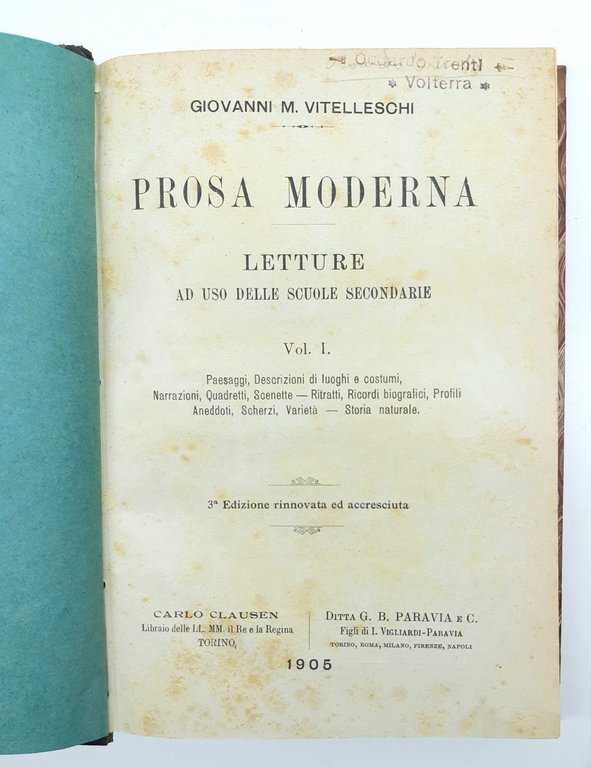 G. Vitelleschi Prosa moderna letture ad uso delle scuole secondarie … | Immagine Gallery 2