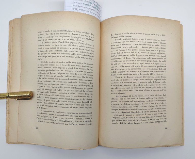 Gaetano Bertolo Romanit‡ di Carducci edizioni scolastiche Conti Catania 1937