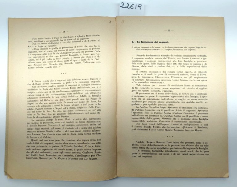 Gaetano De Camelis I cognomi in Italia 2° edi. 1960 …