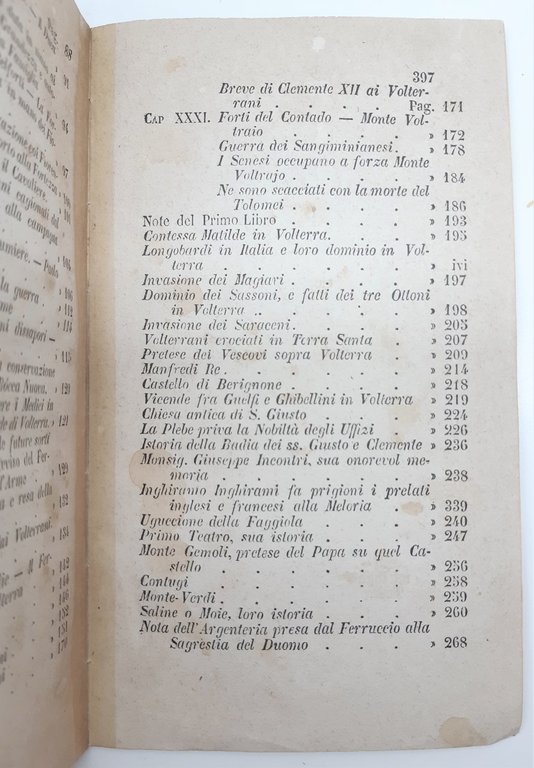 Gaspero Amidei Delle istorie volterrane tipografia Sborgi 1865