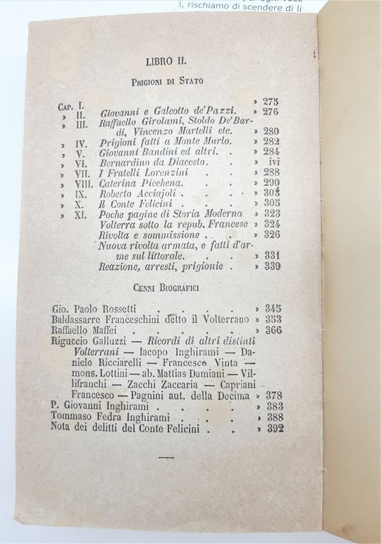 Gaspero Amidei Delle istorie volterrane tipografia Sborgi 1865