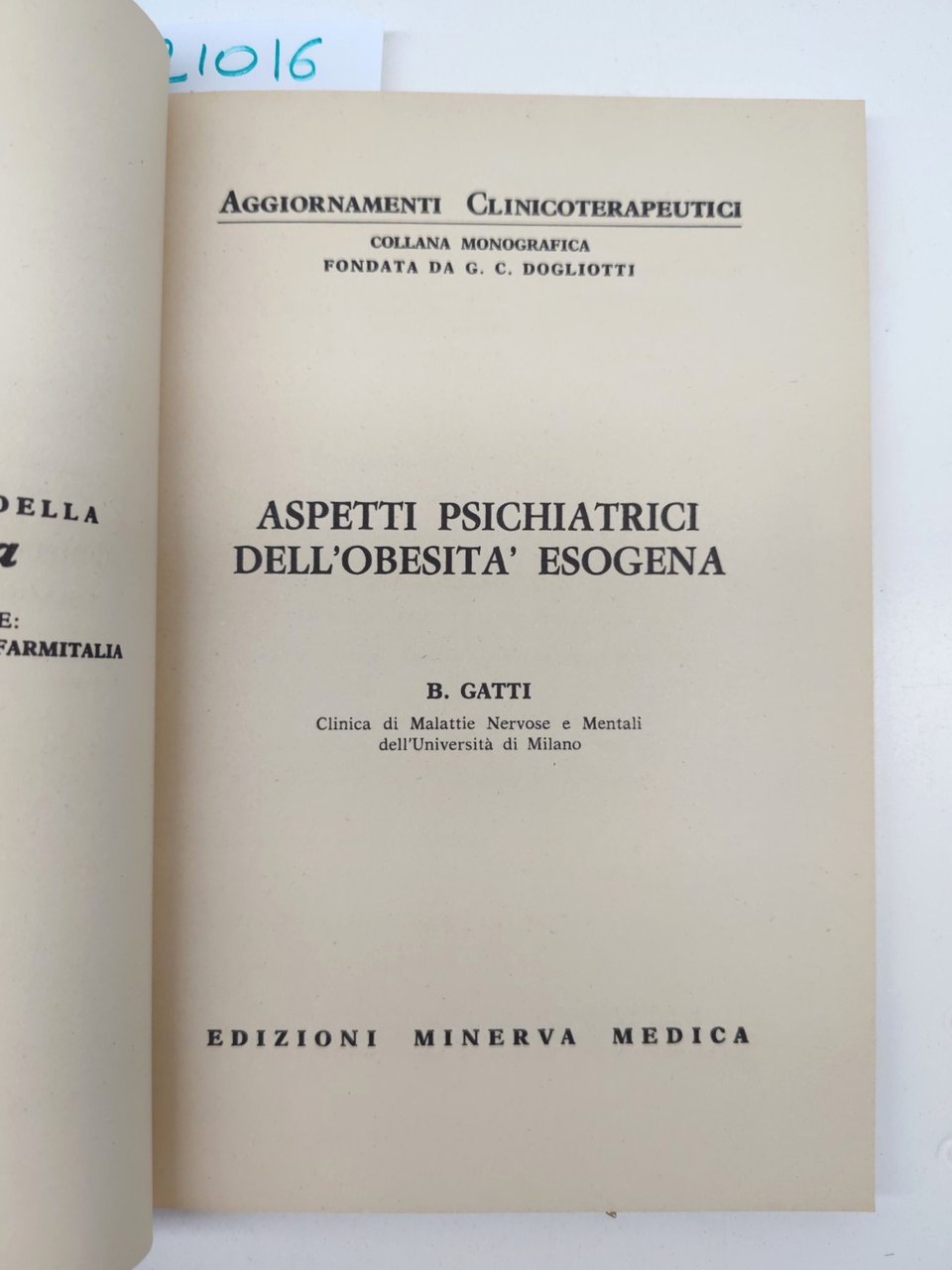 Gatti Aspetti psichiatrici dell'obesità esogena Minerva Medica 1974