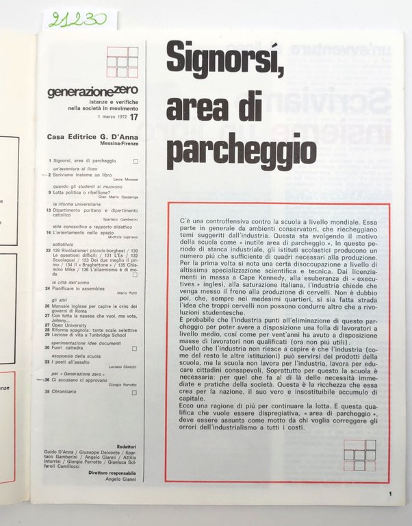 Generazione zero n. 17 1 marzo 1972 D'Anna