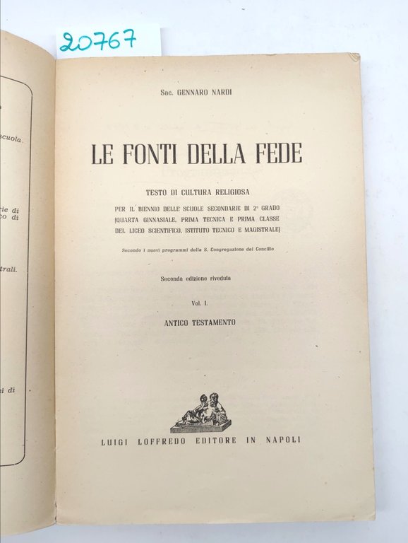 Gennaro Nardi Le fonti della fede volume I Loffredo Napoli …