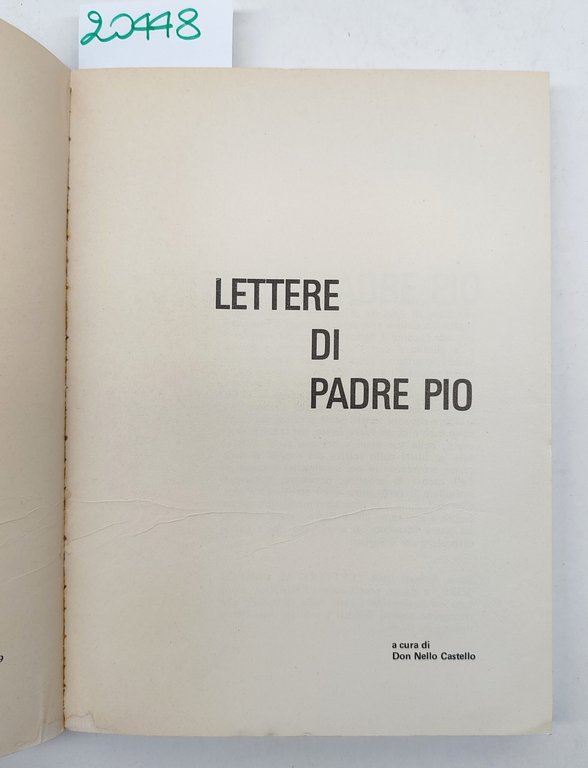 Giacomo Cardinale Lercaro Lettere di Padre Pio vol 1 ristampa …