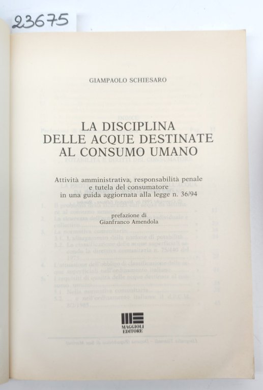 Giampaolo Schiesaro La disciplina delle acque destinate a consumo umano … | Immagine Gallery 3