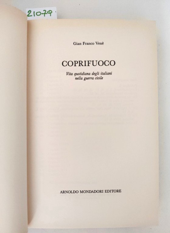 Gian Franco Venè Coprifuoco Mondadori 1° edizione 1989