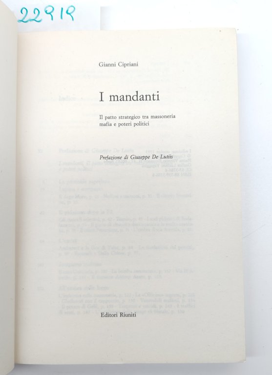 Gianni Cipriani I mandanti Editori Riuniti 1° edizione 1993 | Immagine Gallery 2