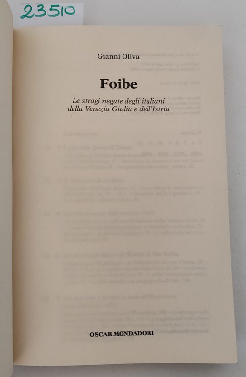 Gianni Oliva Foibe Oscar Mondadori storia 2003 | Immagine Gallery 3