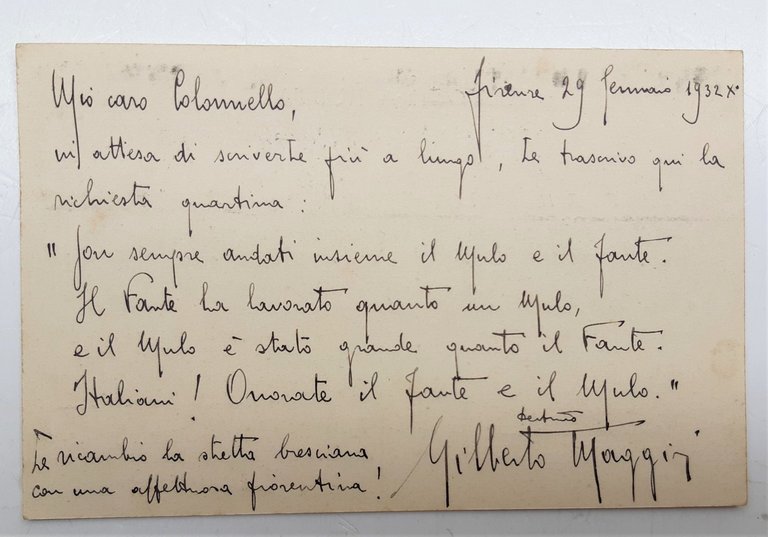 Gilberto Maggini I Sonetti del Fante dedica autografa pi˘ due …
