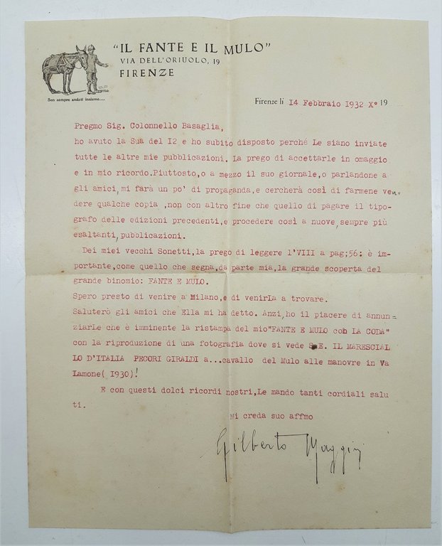 Gilberto Maggini I Sonetti del Fante dedica autografa pi˘ due …