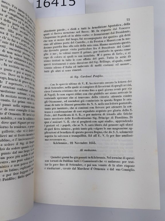 Gio. Batista Rinuccini Nunziatura in Irlanda Firenze tipografia Piatti 1844