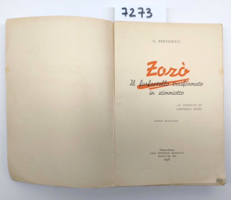 Giorgio Bertinetti Zozò il furfantello trasformato in scimmiotto IX migliaio …