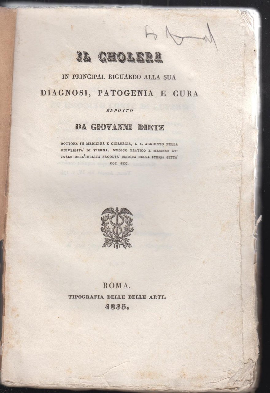 Giovanni Dietz Il colera in principal riguardo alla sua diagnosi …