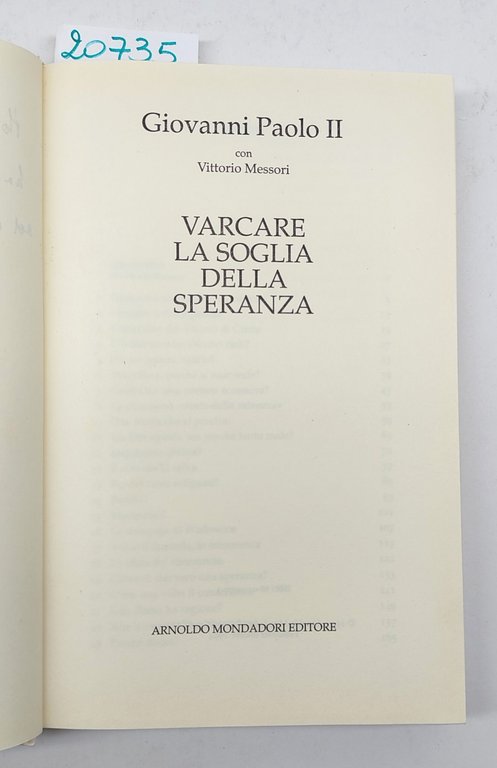 Giovanni Paolo II Varcare la soglia della speranza Mondadori 1° …