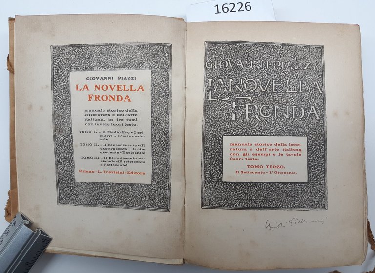 Giovanni Piazzi La Novella Fronda Trevisini 1918 3 vol. 2∞ …