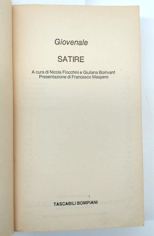 Giovenale Satire Tascabili Bompiani 1° edizione 1991 | Immagine Gallery 2