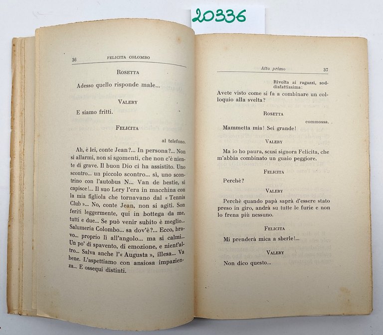 Giuseppe Adami Felicita Colombo commedia in tre atti Treves 1936