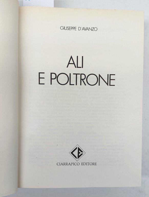 Giuseppe D'Avanzo Ali e poltrone Ciarrapico editore 1981