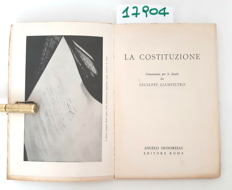 Giuseppe Giampietro La Costituzione commentata per le scuole Signorelli 1956