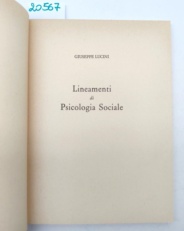 Giuseppe Lucini Lineamenti di psicologia sociale 2ª ristampa Editoriale Idea