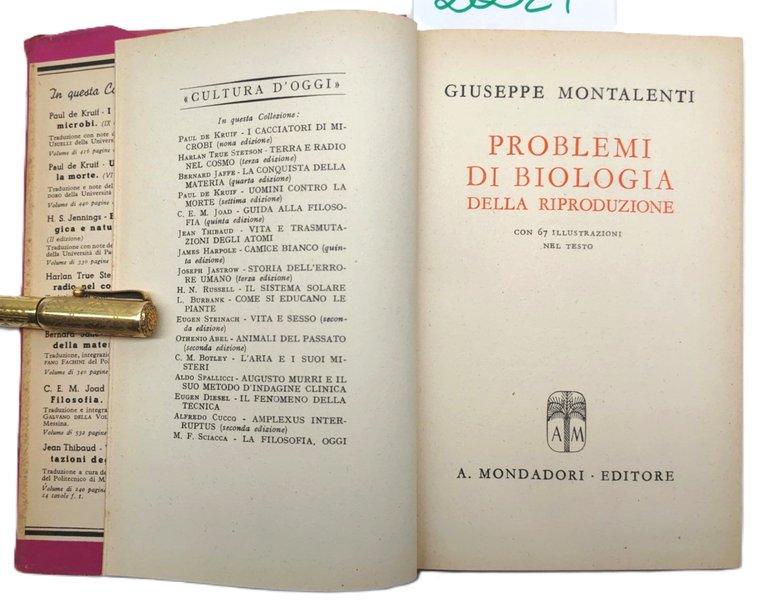 Giuseppe Montalenti Problemi di biologia della riproduzione Mondadori 1° edizione …