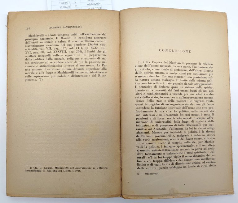 Giuseppe Santonastaso Machiavelli F.lli Bocca 1947