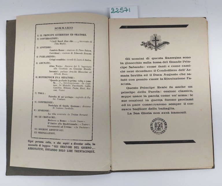 Gli oratori del giorno anno V numero 8 agosto 1931