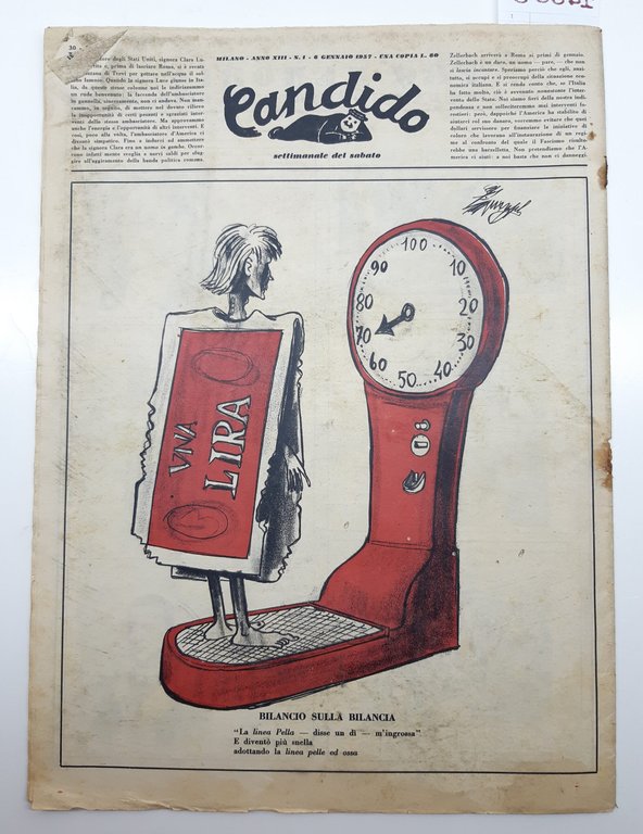 Guareschi Satira politica Candido settimanale del sabato n. 1 1957