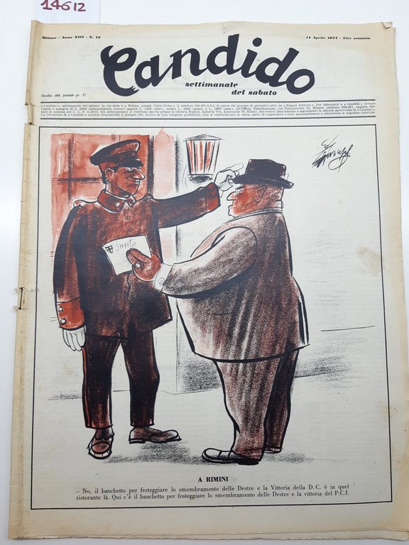 Guareschi Satira politica Candido settimanale del sabato n. 15 1957