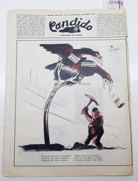 Guareschi Satira politica Candido settimanale del sabato n. 15 1957