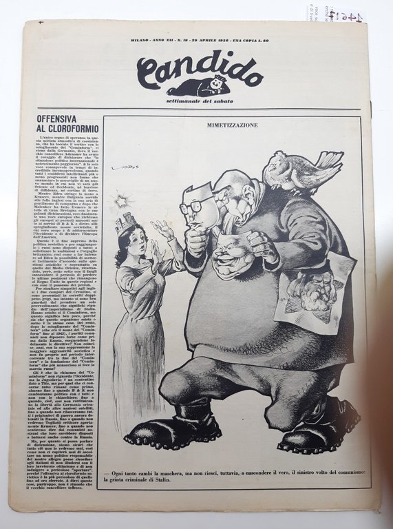 Guareschi Satira politica Candido settimanale del sabato n. 18 1956