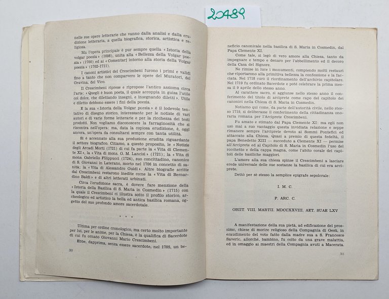 Guido Piergiacomi Giovanni Mario Crescimbeni poeta letterario sacerdote nel 3° …
