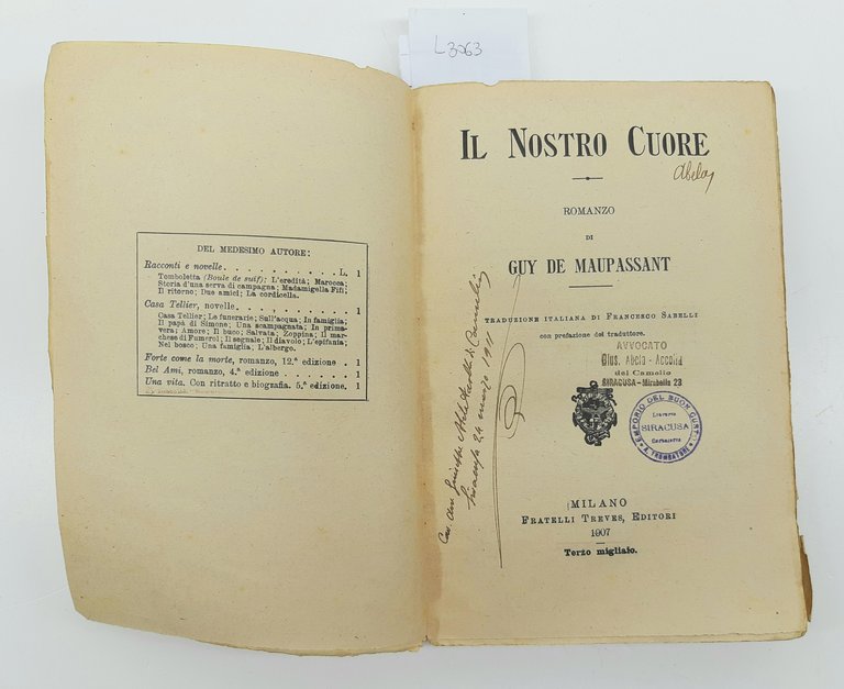 Guy De Maupassant Il Nostro Cuore Treves 1907 Abela Carboneria