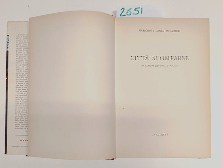 Herman e Georg Schreiber Città scomparse Garzanti 3° edizione 1960