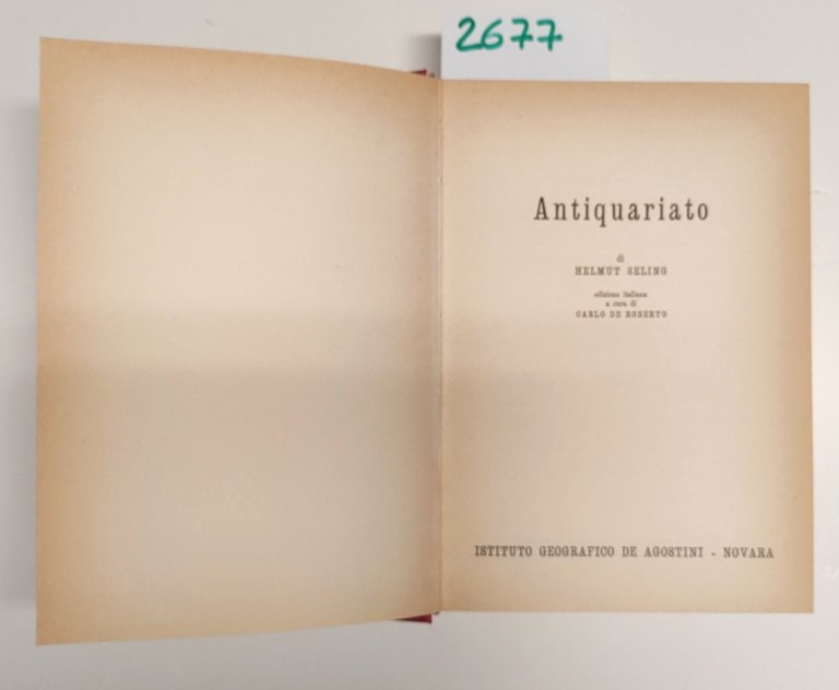 Helmut Selling Antiquariato De Agostini 1961
