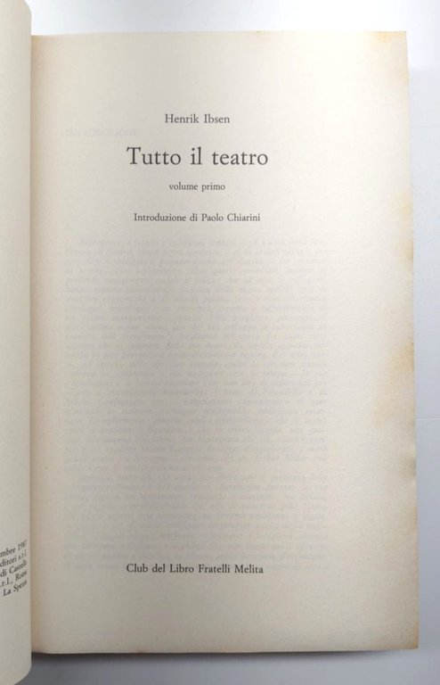 Henrik Ibsen Tutto il teatro Melita 1° edizione 1987 tre …