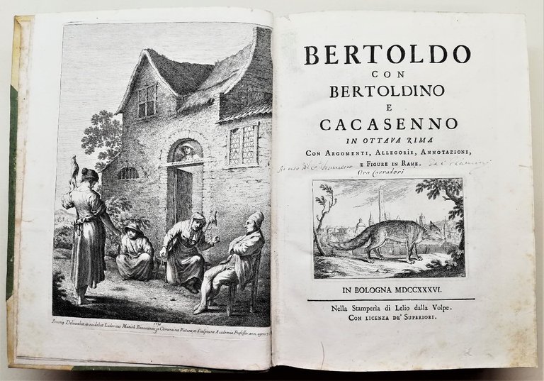 Settecentina Illustrato Bertoldo con Bertoldino e Cacasenno in ottava rima Bologna 1736
