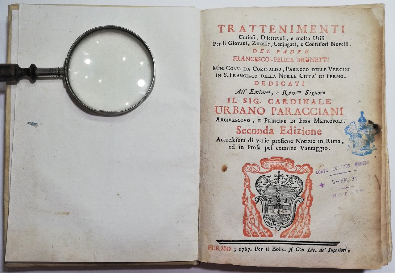 Settecentina Trattenimenti curiosi dilettevoli per li giovani, zittelle 1767