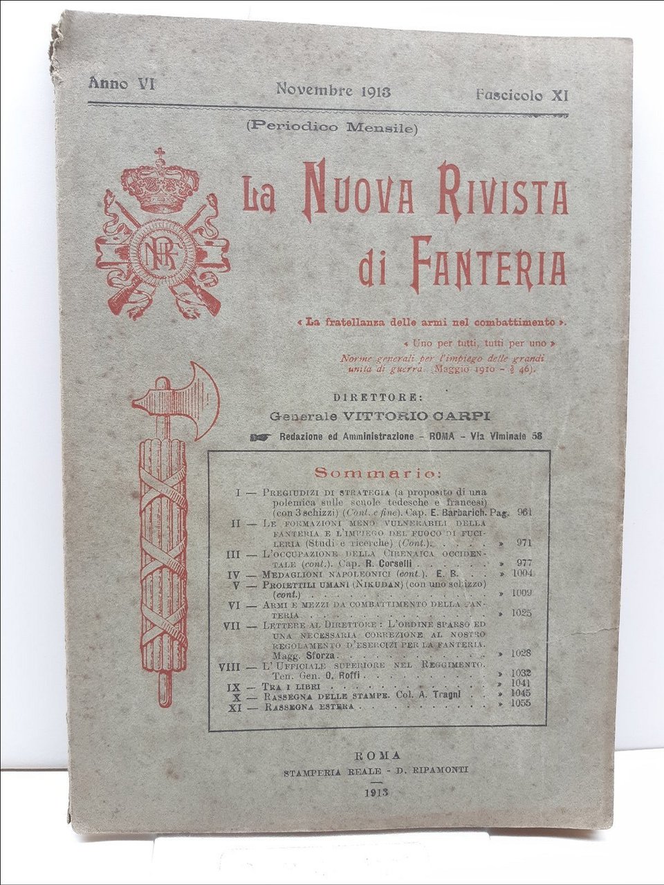 La nuova rivista di Fanteria novembre 1913 stamperia reale Ripamonti