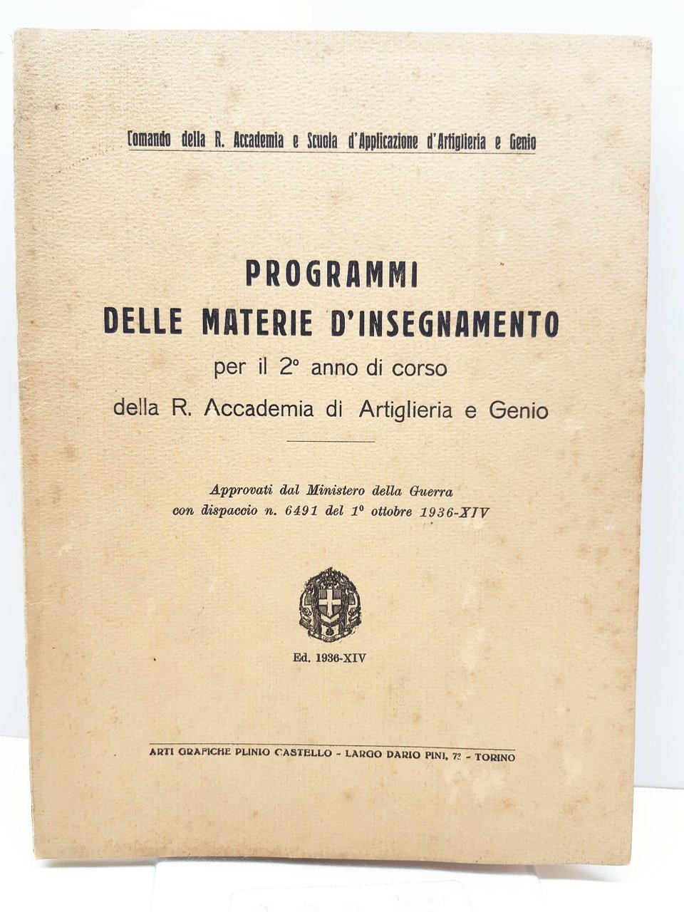 Comando R. Accademia Programmi delle materied'insegnamento 2∞ anno 1936