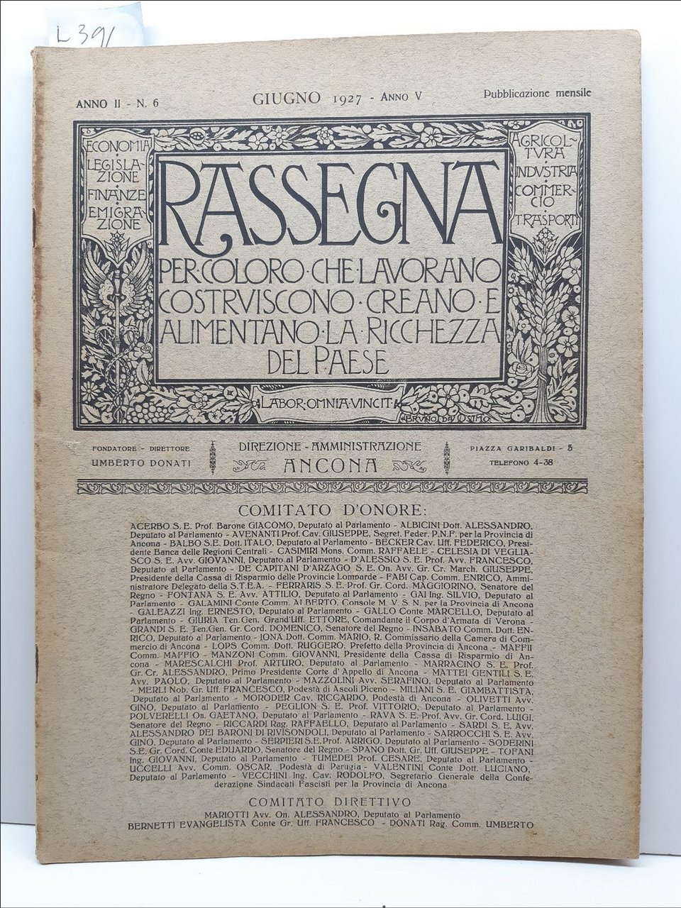 Rassegna per coloro che lavorano costruiscono anno II 1927 giugno …