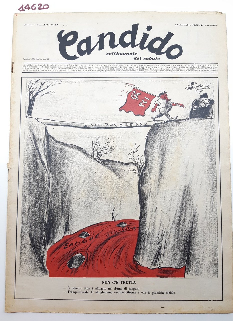 Guareschi Satira politica Candido settimanale del sabato n. 52 1956