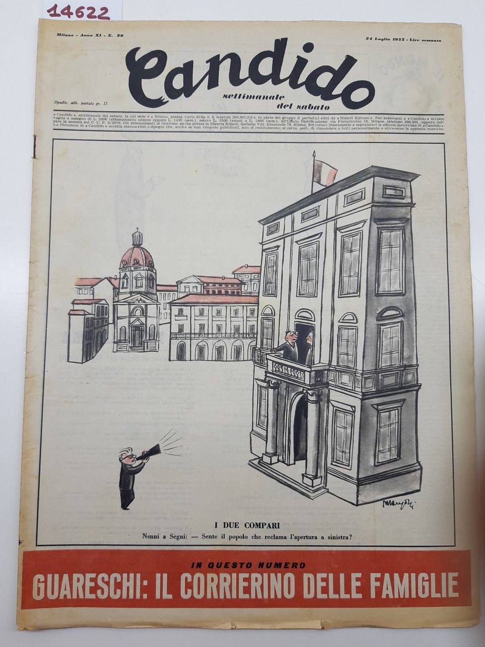 Guareschi Satira politica Candido settimanale del sabato n. 30 1955